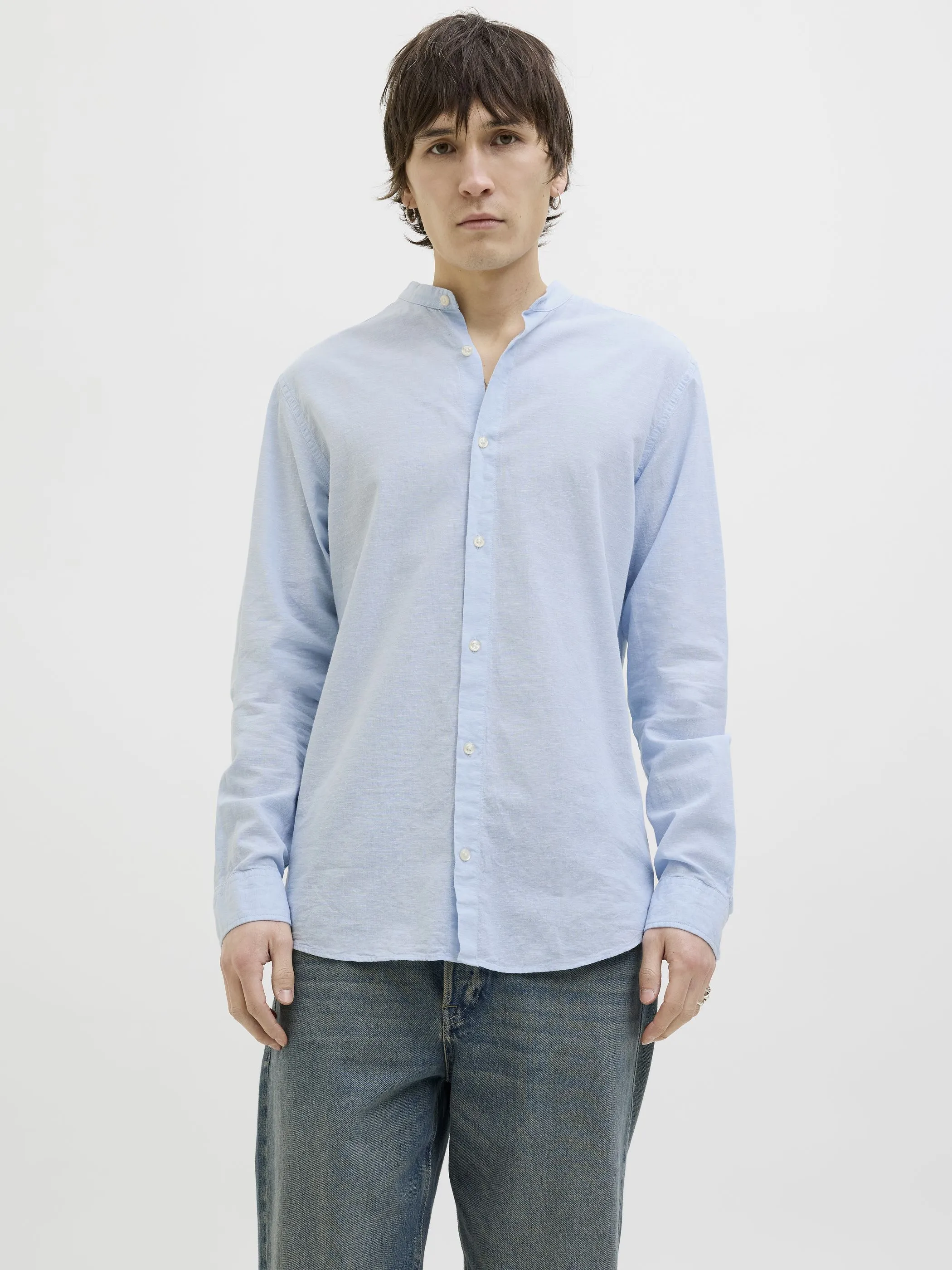 Jack Jones 12268966 JJEBREEZE BAND SHIRT Blau 903406 175780 2